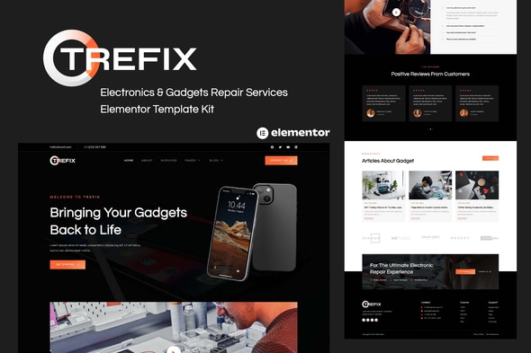 Trefix - Electronics & Gadgets Repair Services Elementor Template — Elementor template kit cover