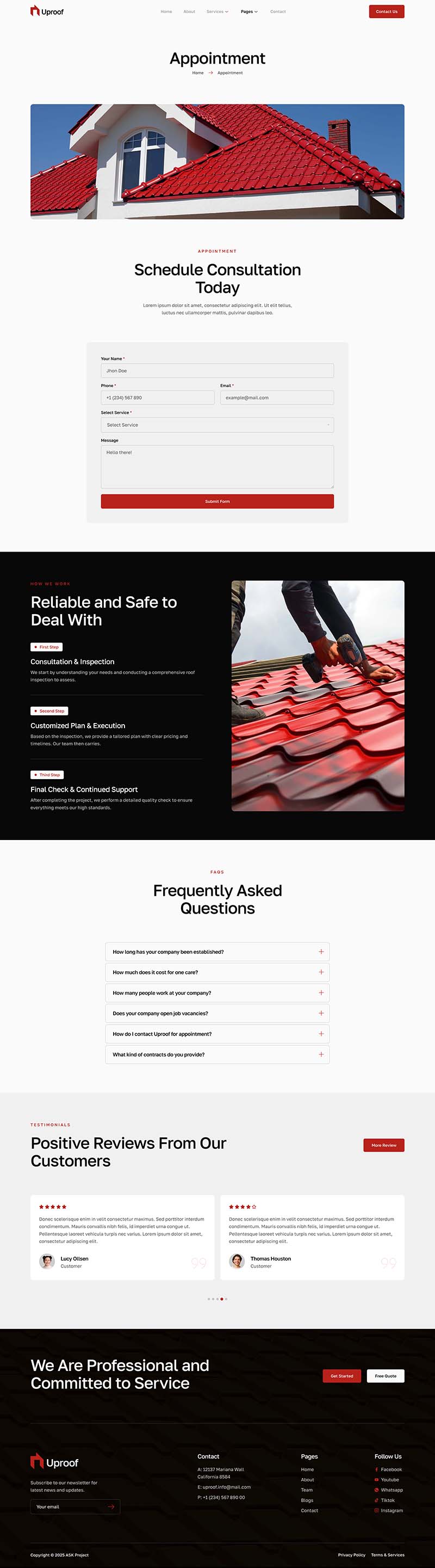 Appointment — Uproof - Roofing Services & Company Elementor Template