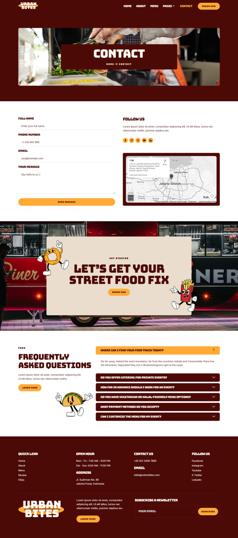 Contact — UrbanBites - Food Truck & Street Food Elementor Template
