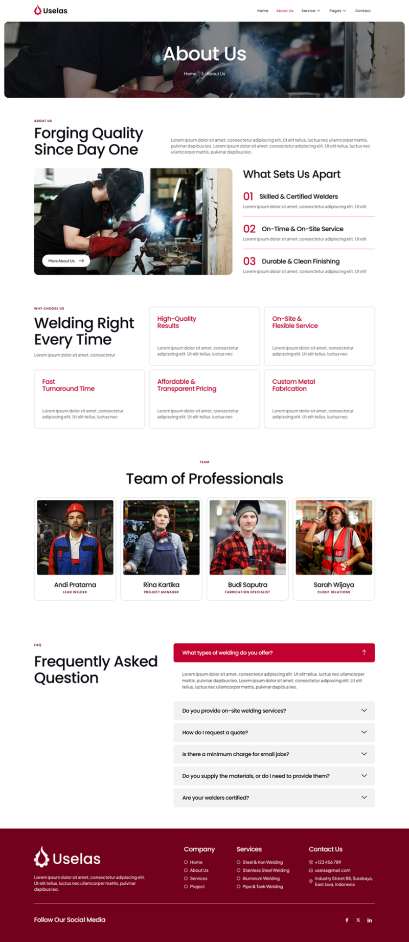 About Us — Uselas - Welding Service Elementor Template