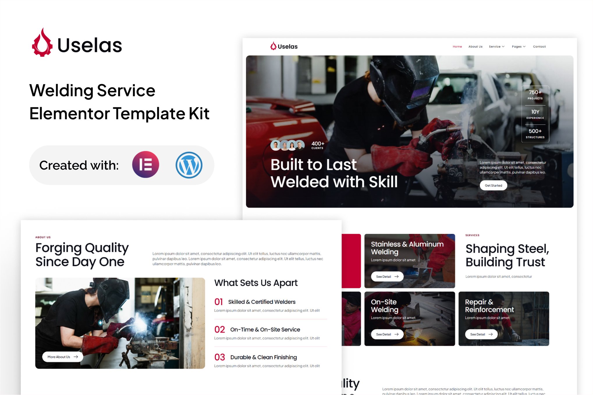 Uselas - Welding Service Elementor Template — Elementor template kit cover