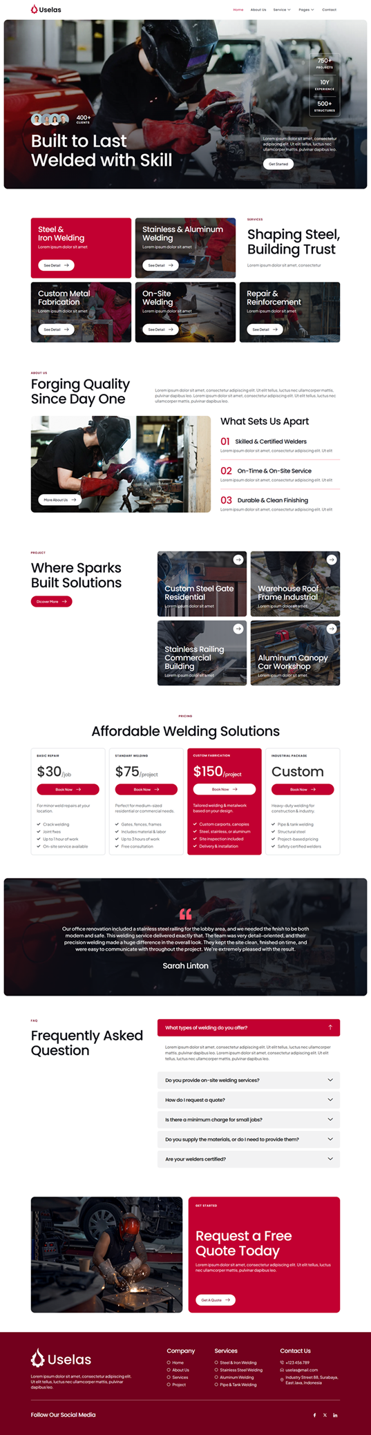 Home — Uselas - Welding Service Elementor Template