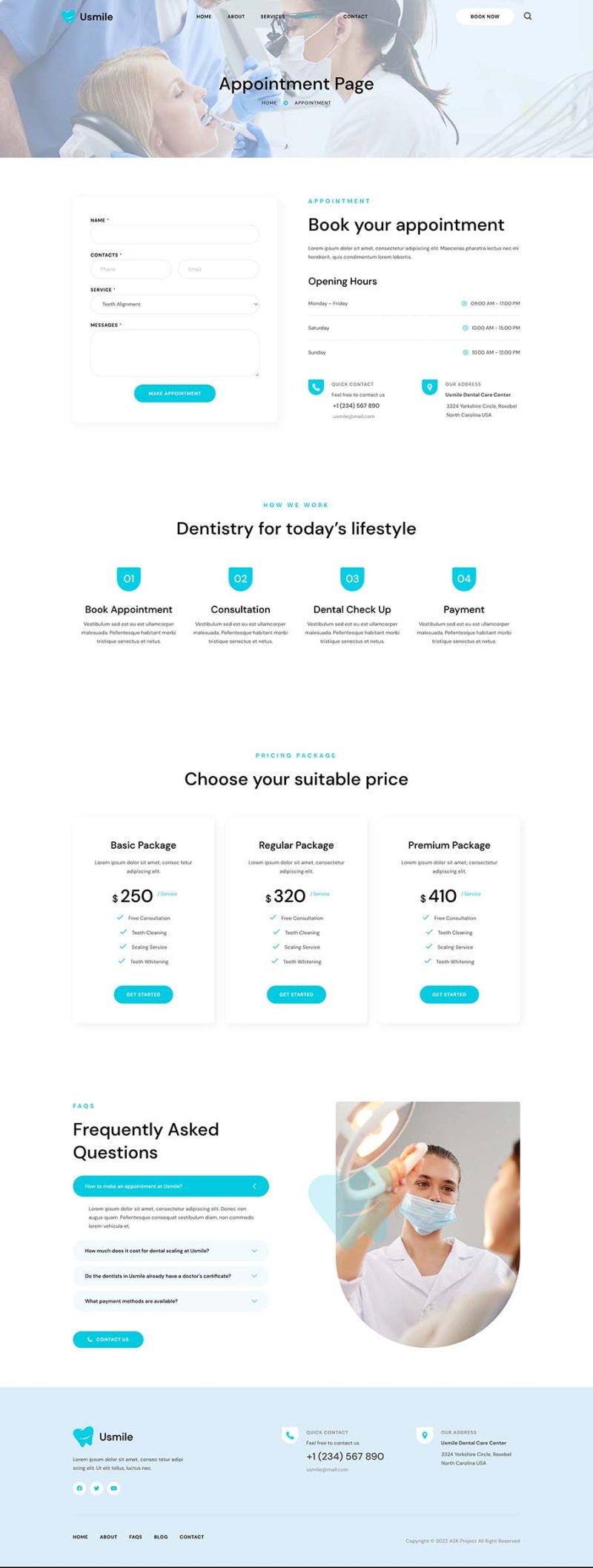 Appointment — Usmile - Dental Clinic & Dentist Elementor Template