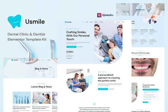 Usmile - Dental Clinic & Dentist Elementor Template — Elementor template kit cover