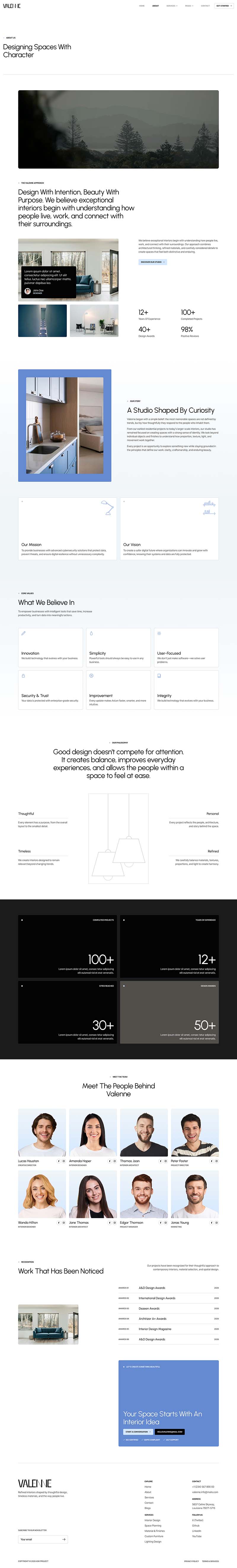 About — Valenne — Interior Design Studio Elementor Template