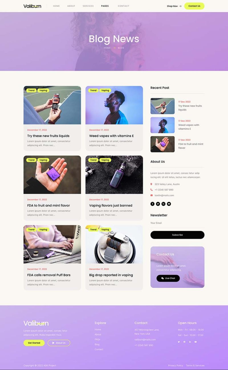 Blog — Valiburn - Vape & E-Cigarettes Store Elementor Template