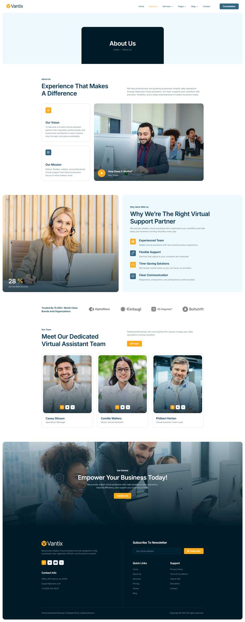 About Us — Vantix - Virtual Assistant Elementor Template