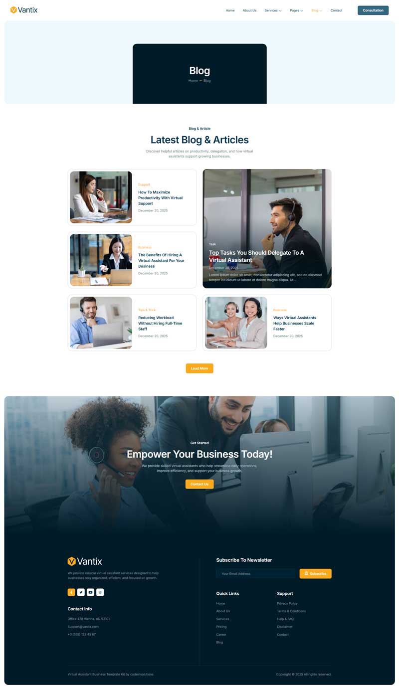 Blog — Vantix - Virtual Assistant Elementor Template