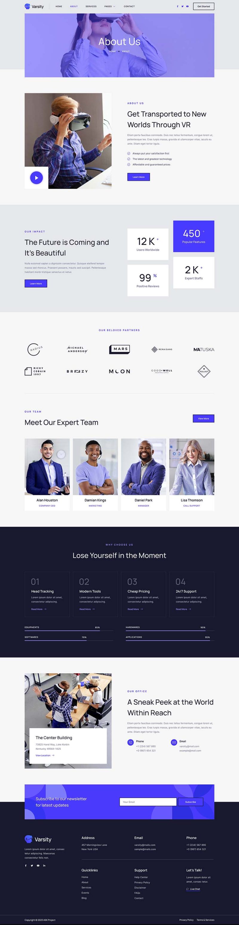 About — Varsity - Virtual & Augmented Reality Services Elementor Template