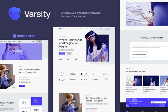 Varsity - Virtual & Augmented Reality Services Elementor Template — Elementor template kit cover