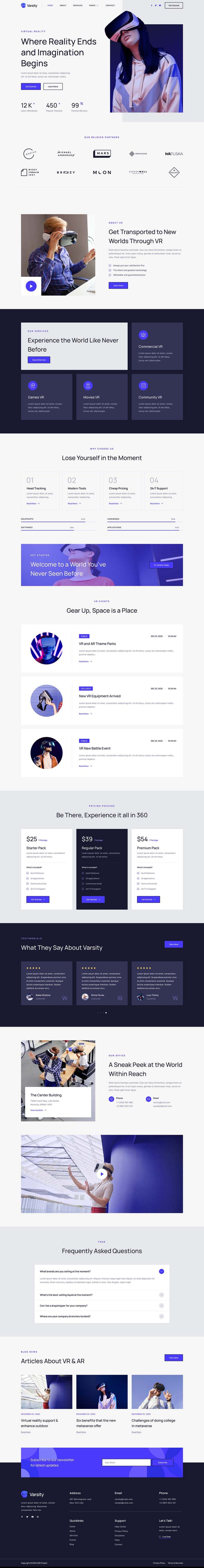 Home — Varsity - Virtual & Augmented Reality Services Elementor Template
