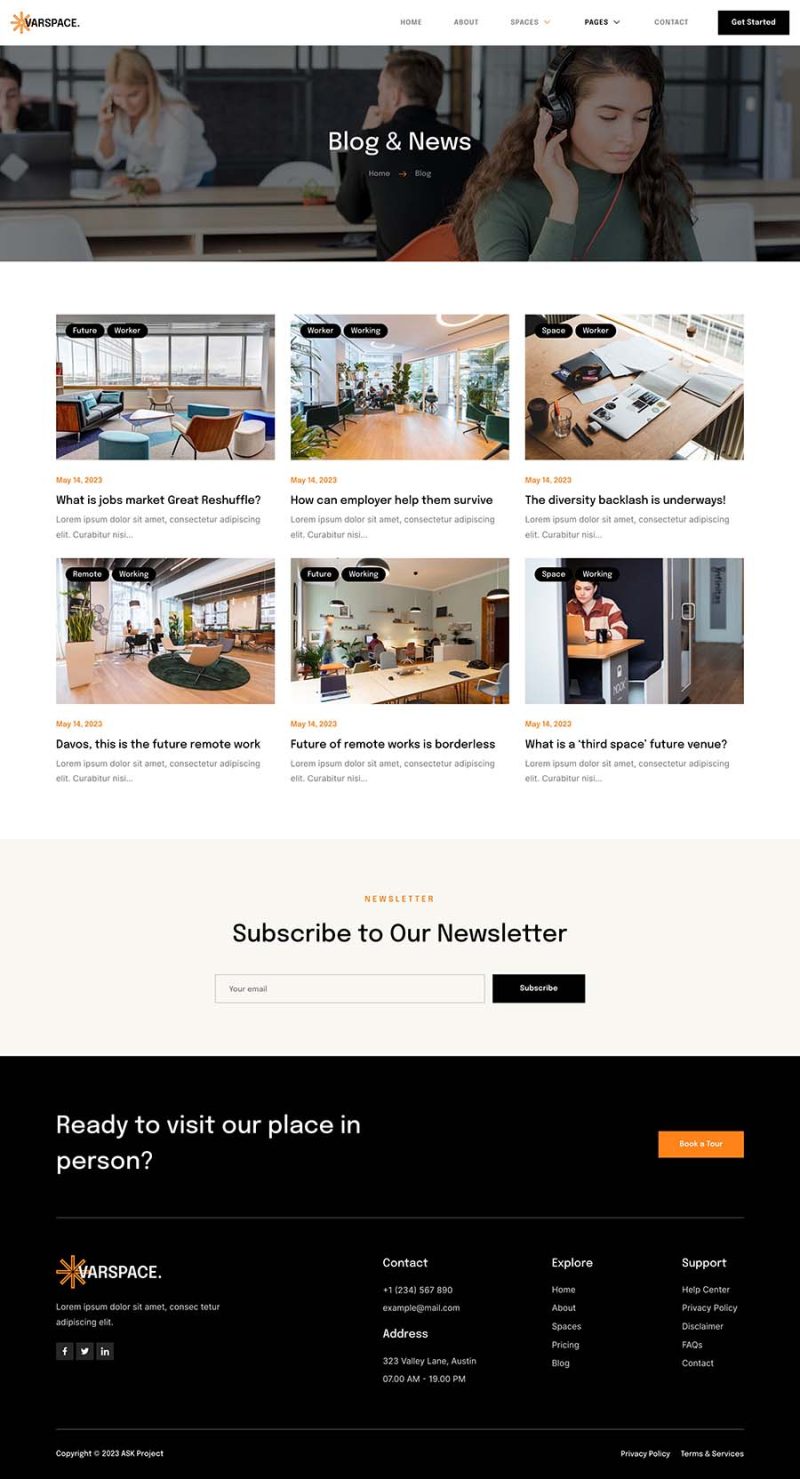 Blog — Varspace - Coworking Space Elementor Template