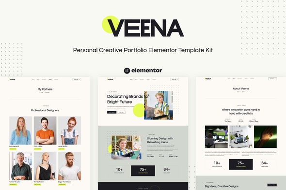 Veena - Personal Creative Portfolio Elementor Template — Elementor template kit cover