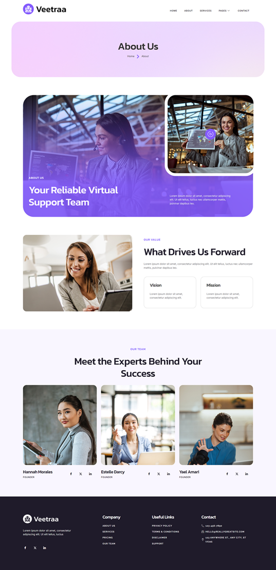 About Us — Veetraa - Virtual Assistant Service Elementor Template