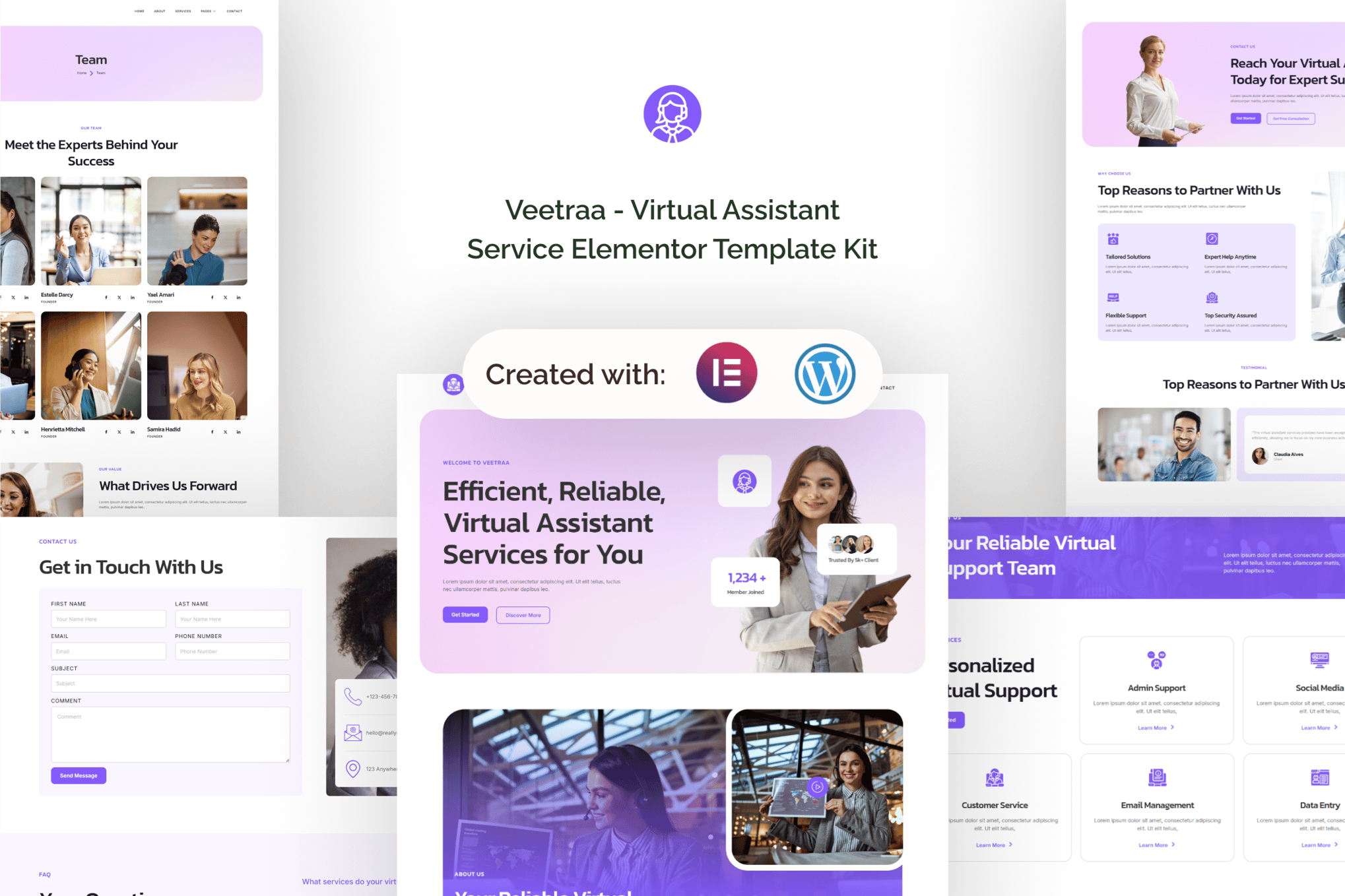 Veetraa - Virtual Assistant Service Elementor Template — Elementor template kit cover