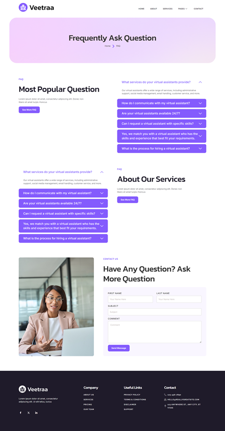 FAQ — Veetraa - Virtual Assistant Service Elementor Template