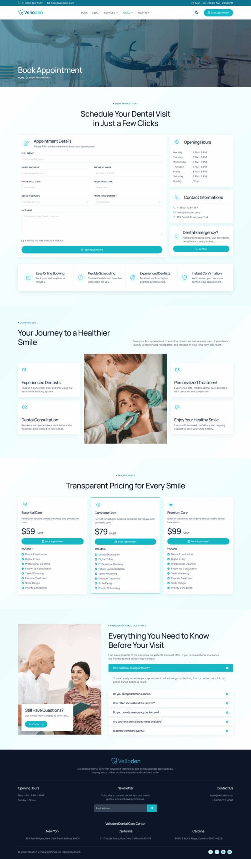 Book Appointment — Velioden - Dentist & Dental Clinic Elementor Template