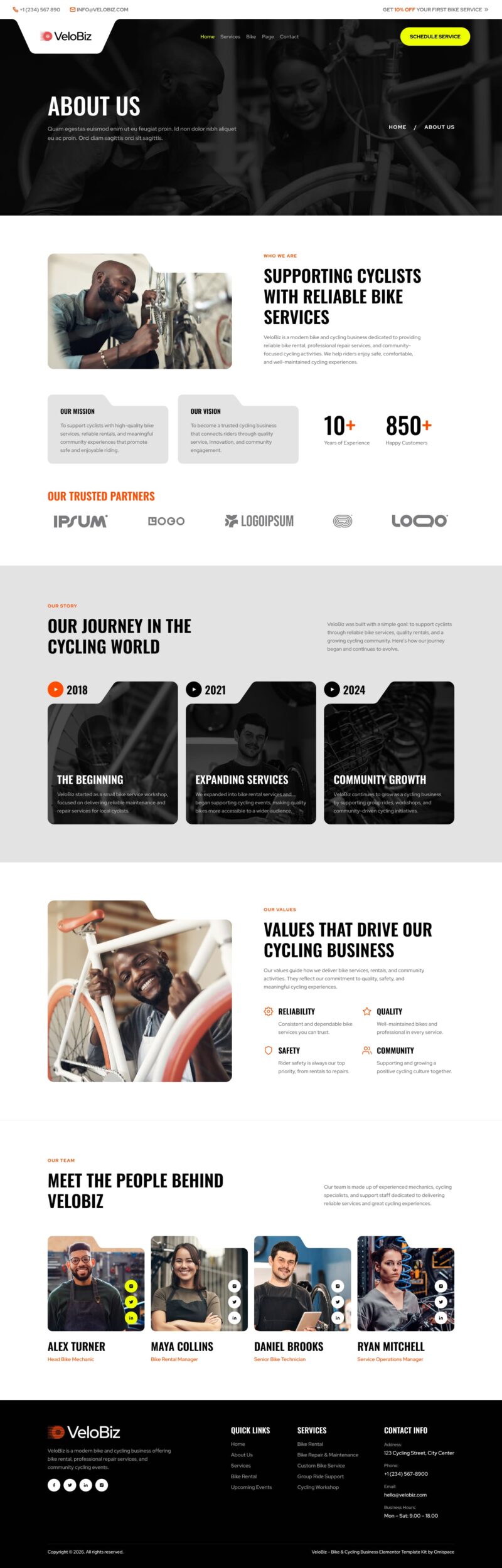 About Us — VeloBiz – Bike & Cycling Business Elementor Template