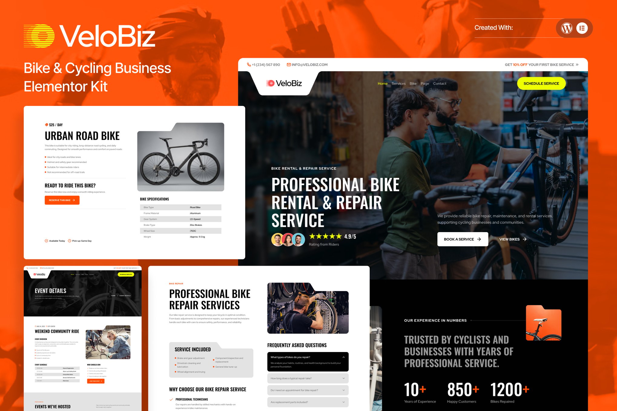 VeloBiz – Bike & Cycling Business Elementor Template — Elementor template kit cover