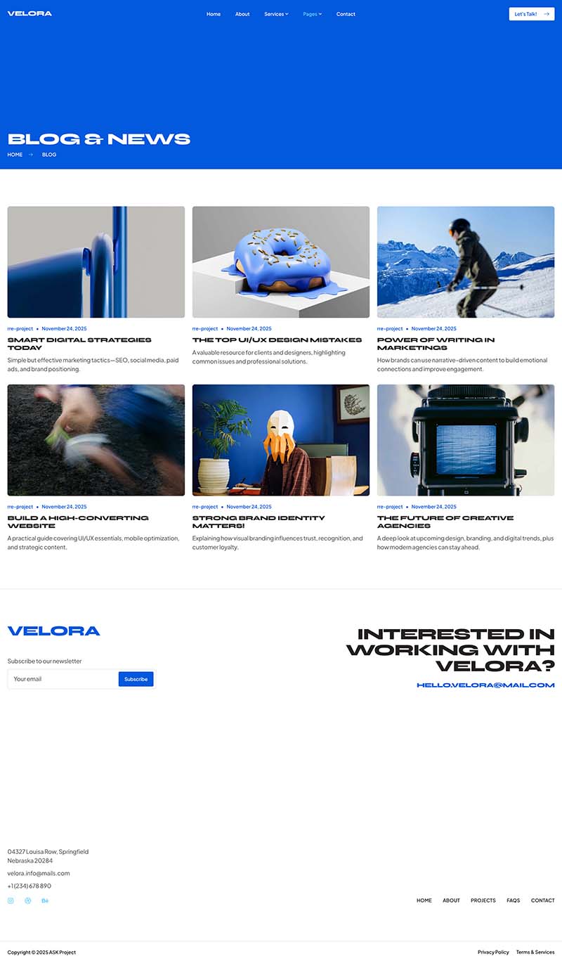 Blog — Velora - Creative Agency & Portfolio Elementor Template