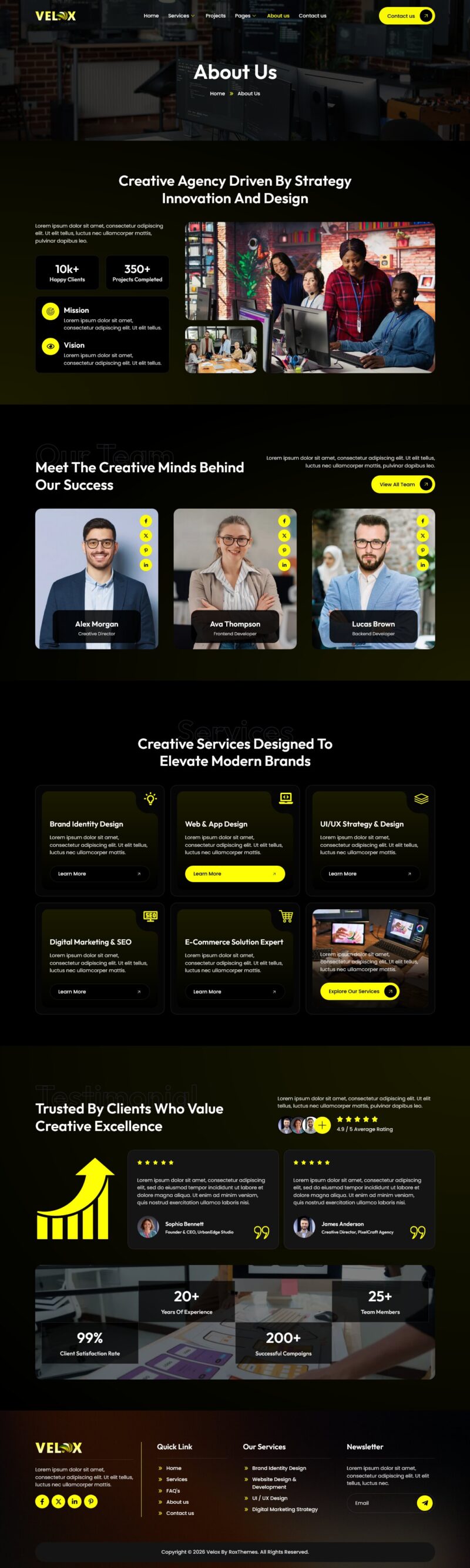 About Us — Velox - Creative Agency & Portfolio Elementor Template