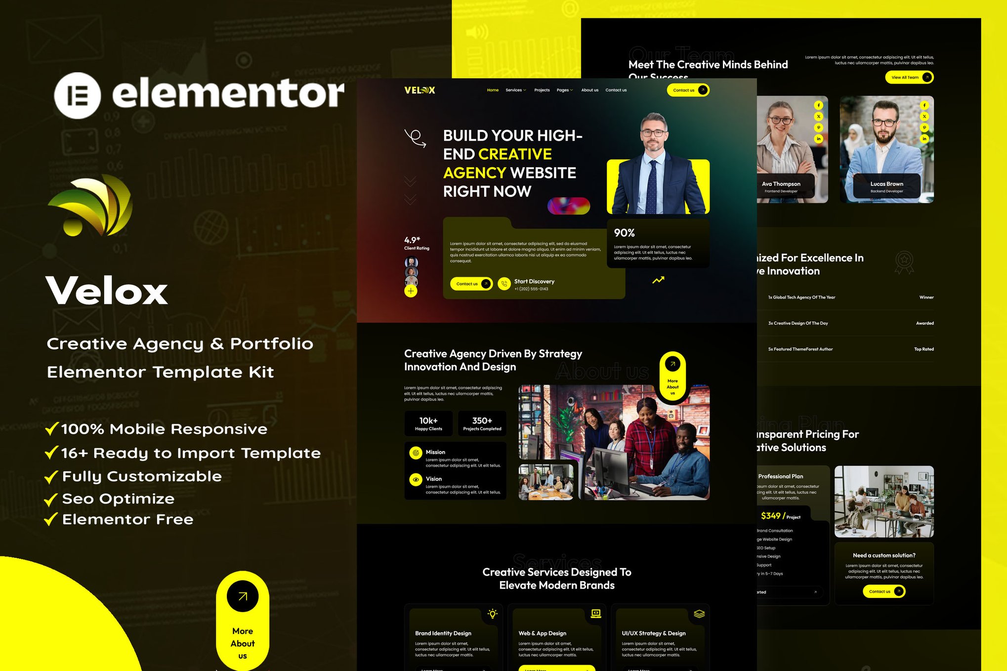 Velox - Creative Agency & Portfolio Elementor Template — Elementor template kit cover