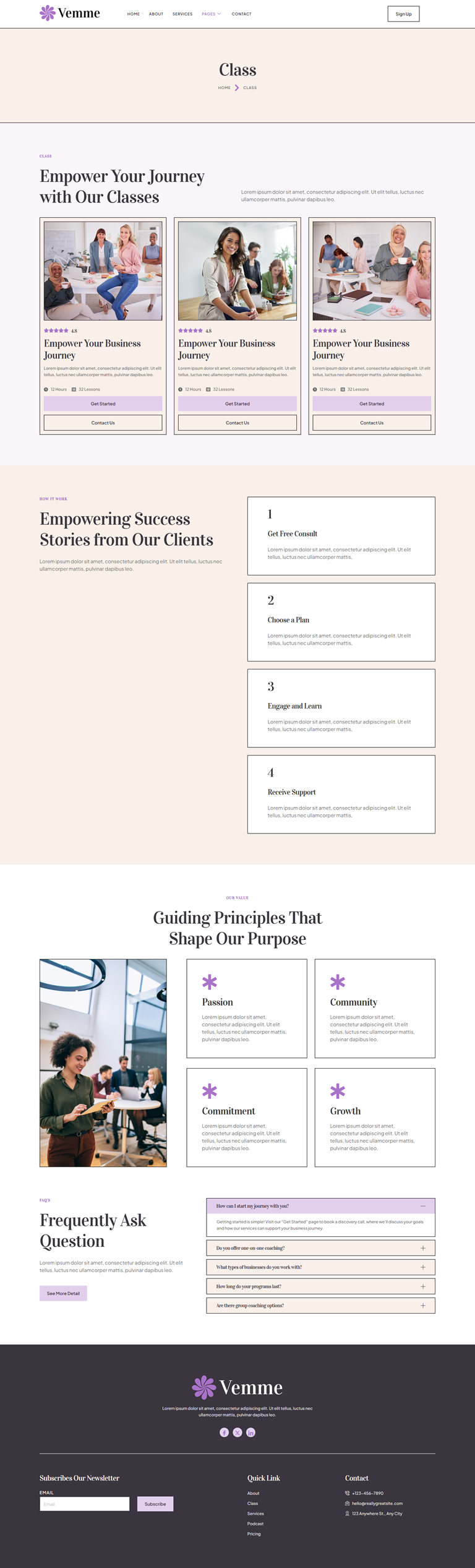 Class — Vemme - Feminine Business Coaching Elementor Template