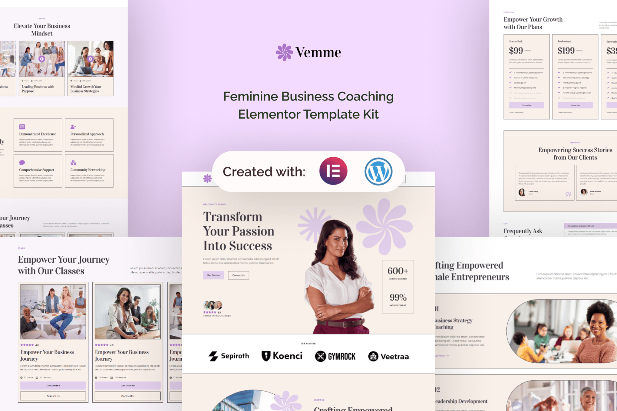 Vemme - Feminine Business Coaching Elementor Template — Elementor template kit cover