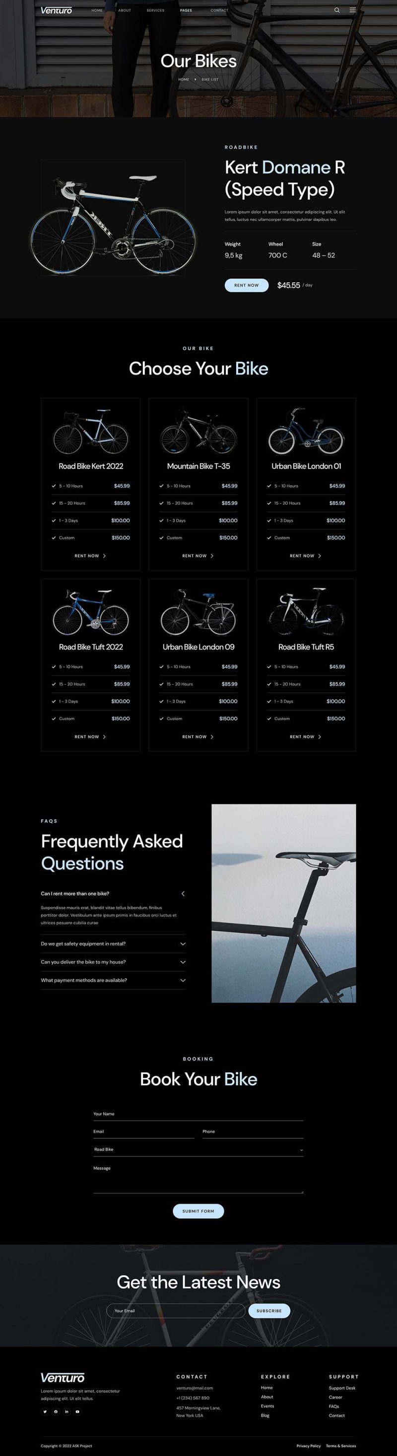 Bike List — Venturo - Bike Rental and Services Elementor Template