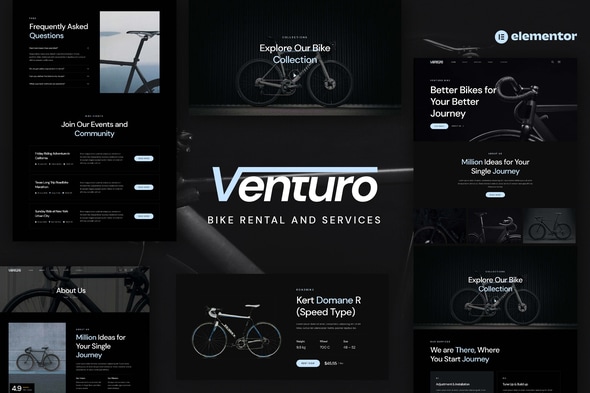 Venturo - Bike Rental and Services Elementor Template — Elementor template kit cover