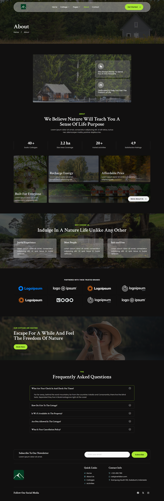 About — Veridian - Nature Cottage Elementor Template