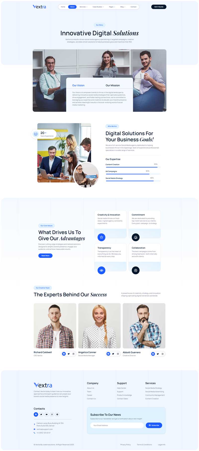 About — Vextra - Social Media Agency Elementor Template