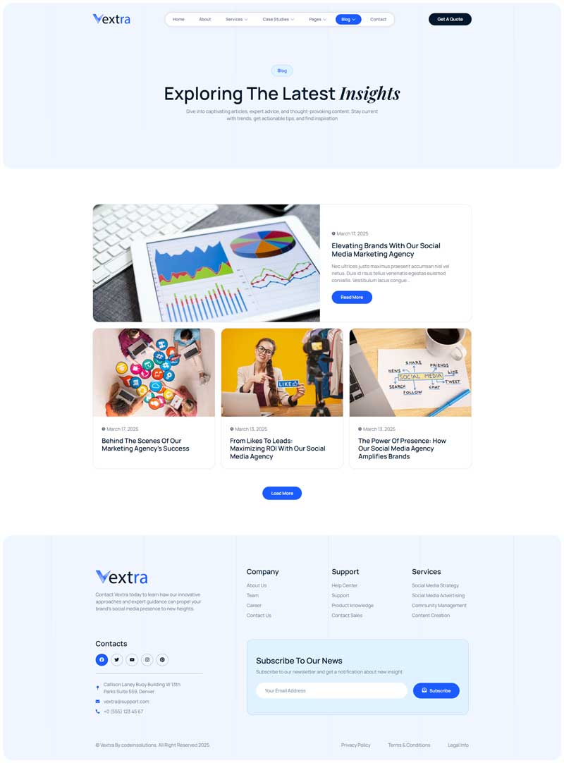 Blog — Vextra - Social Media Agency Elementor Template
