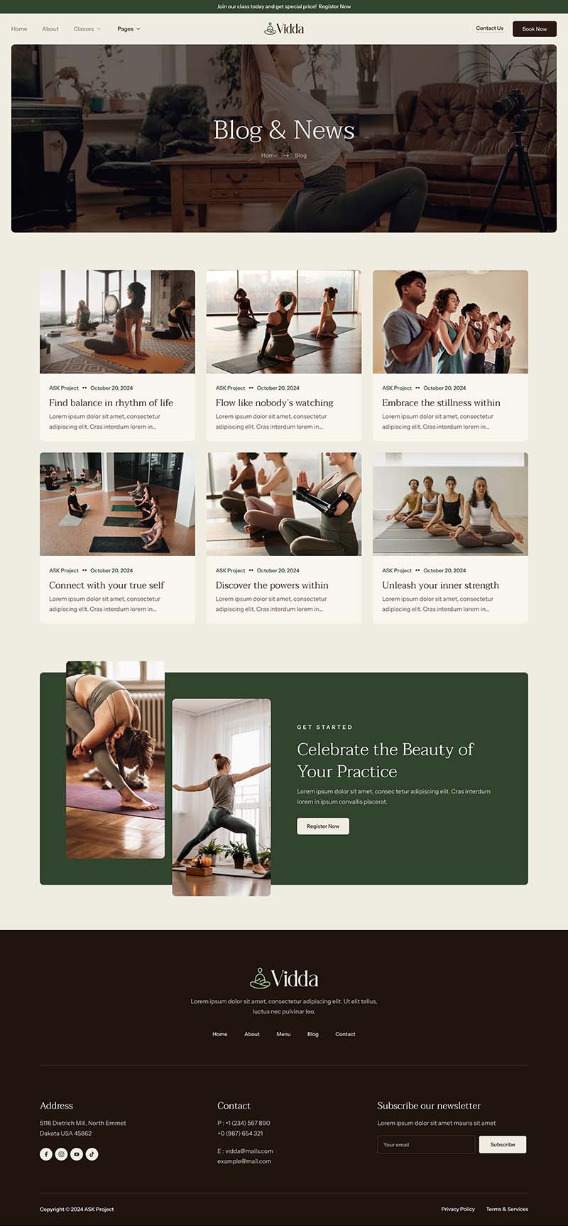 Blog — Vidda - Yoga Studio & Fitness Elementor Template
