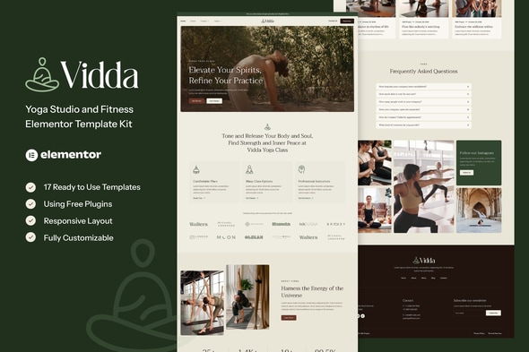 Vidda - Yoga Studio & Fitness Elementor Template — Elementor template kit cover