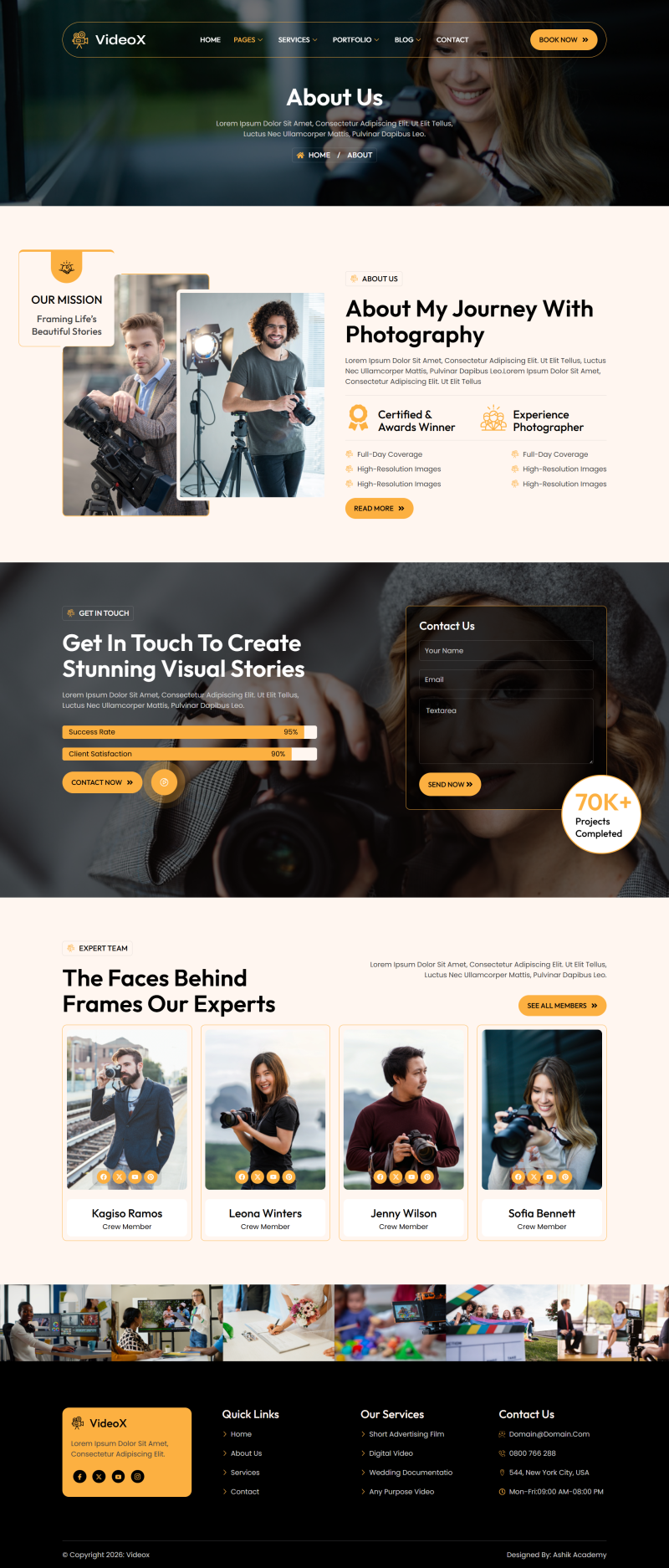 About — Videox - Photography & Videography Services Elementor Template
