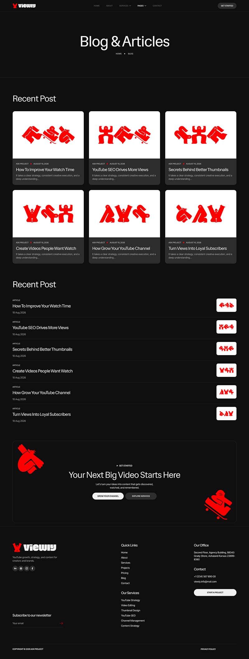 Blog — Viewly — YouTube Management Agency Elementor Template
