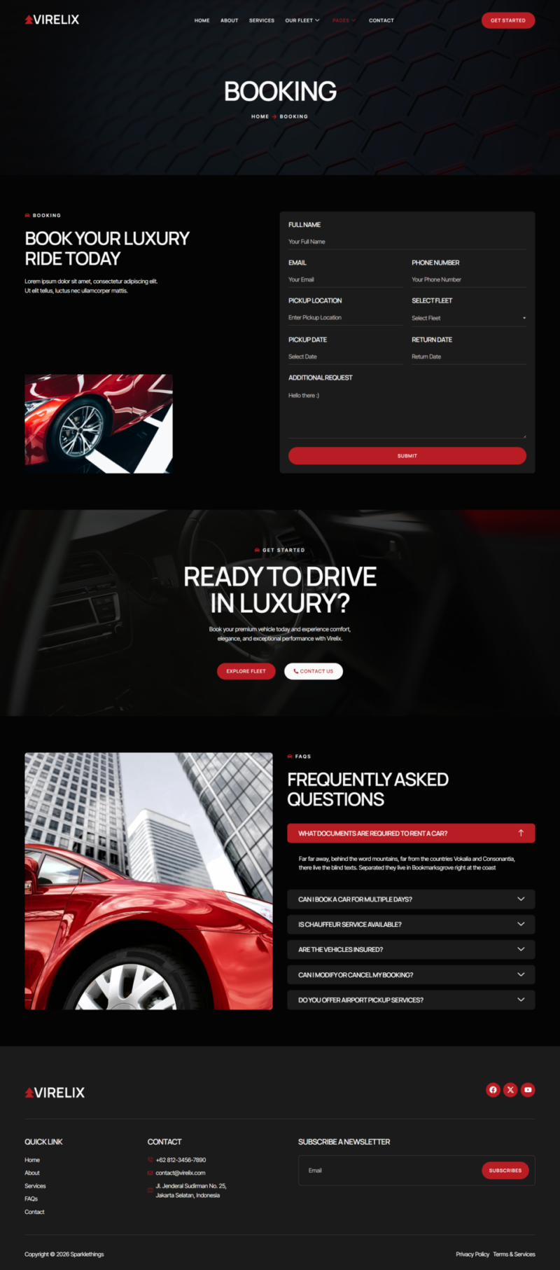 Booking — Virelix - Luxury Car Rental Service Elementor Template