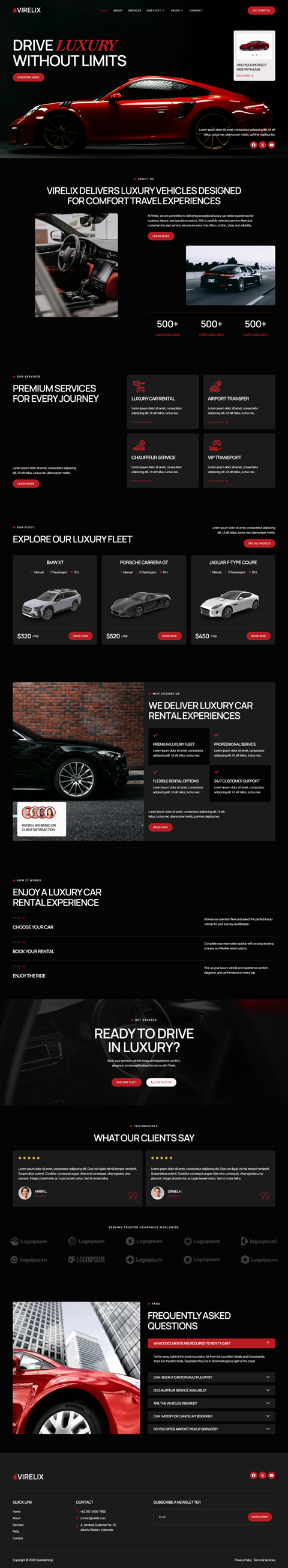 Home — Virelix - Luxury Car Rental Service Elementor Template