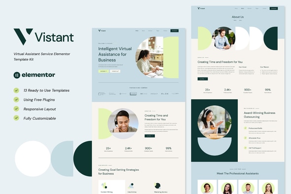 Vistant - Virtual Assistant Service Elementor Template — Elementor template kit cover