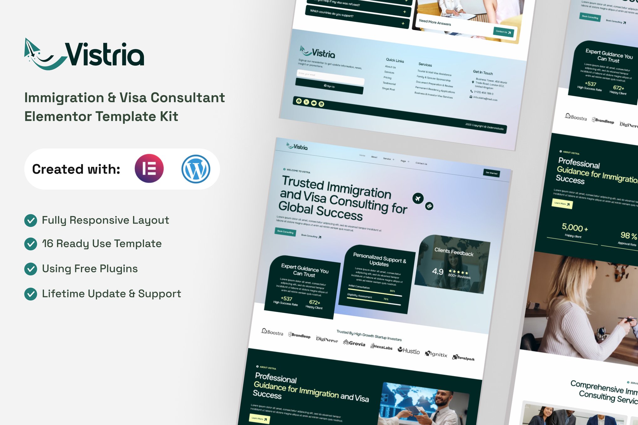 Vistria - Immigration & Visa Consultant Elementor Template — Elementor template kit cover