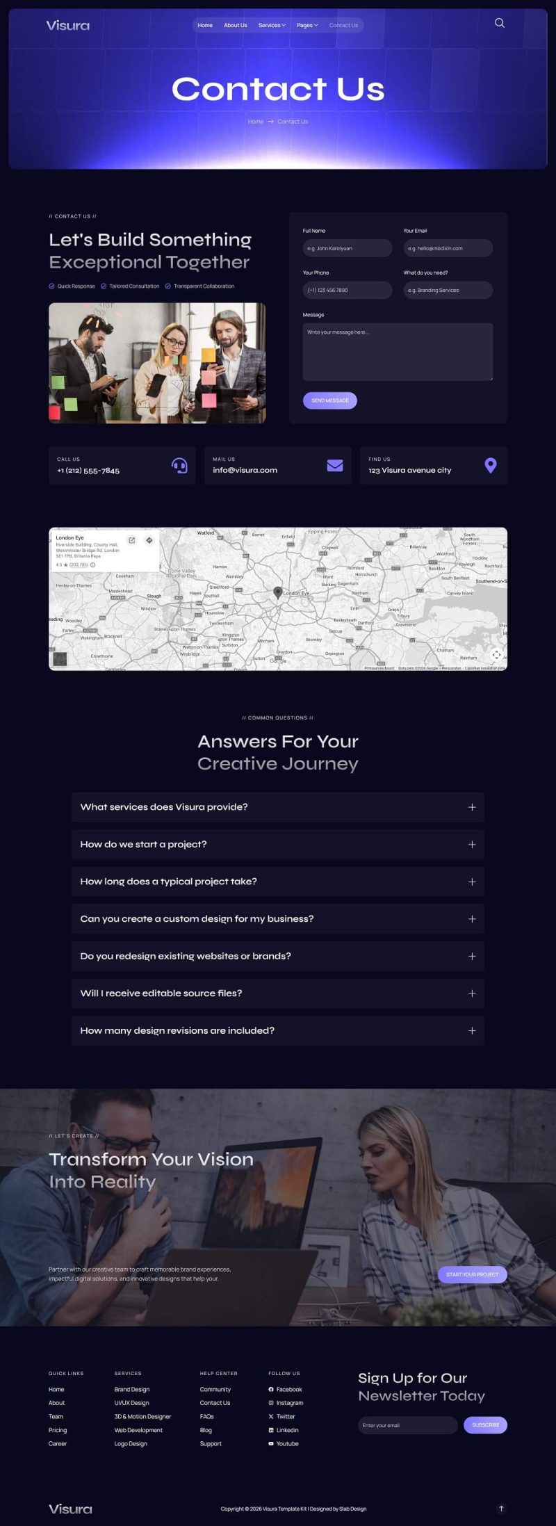 Contact Us — Visura - Creative Design Agency Elementor Template