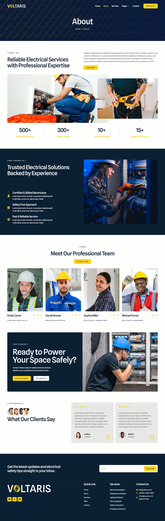 About — Voltaris - Electrician & Electrical Services Elementor Template
