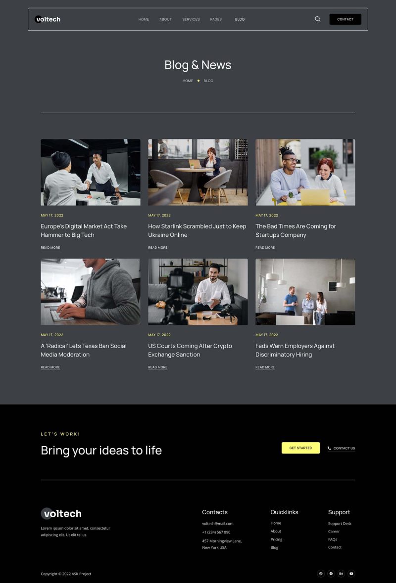 Blog — Voltech - Tech & Digital Startup Company Elementor Template