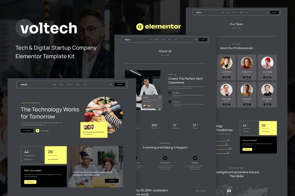 Voltech - Tech & Digital Startup Company Elementor Template — Elementor template kit cover