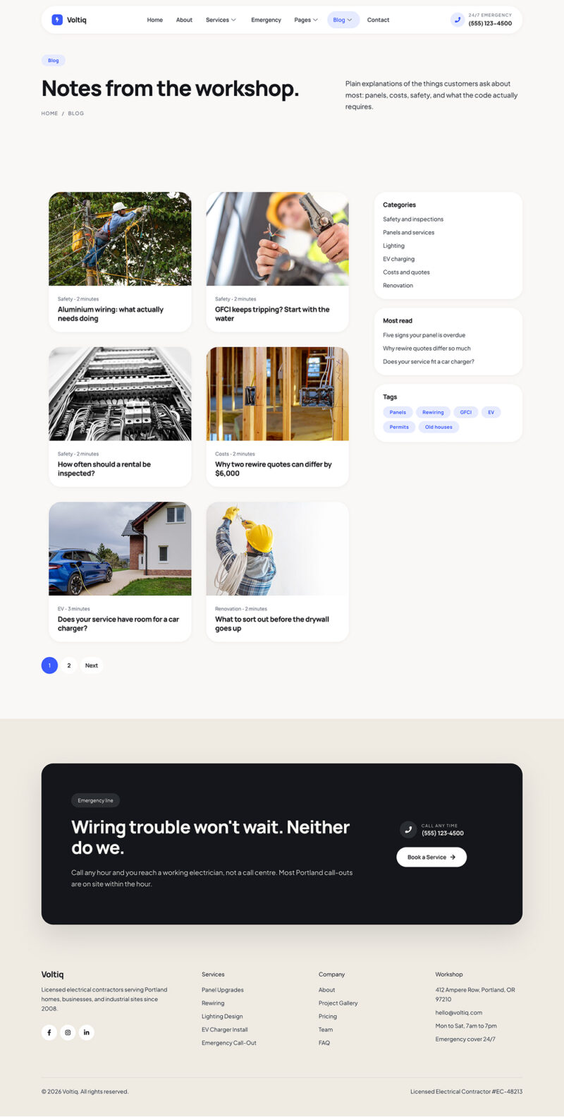 Blog — Voltiq - Electrician & Electrical Services Elementor Template
