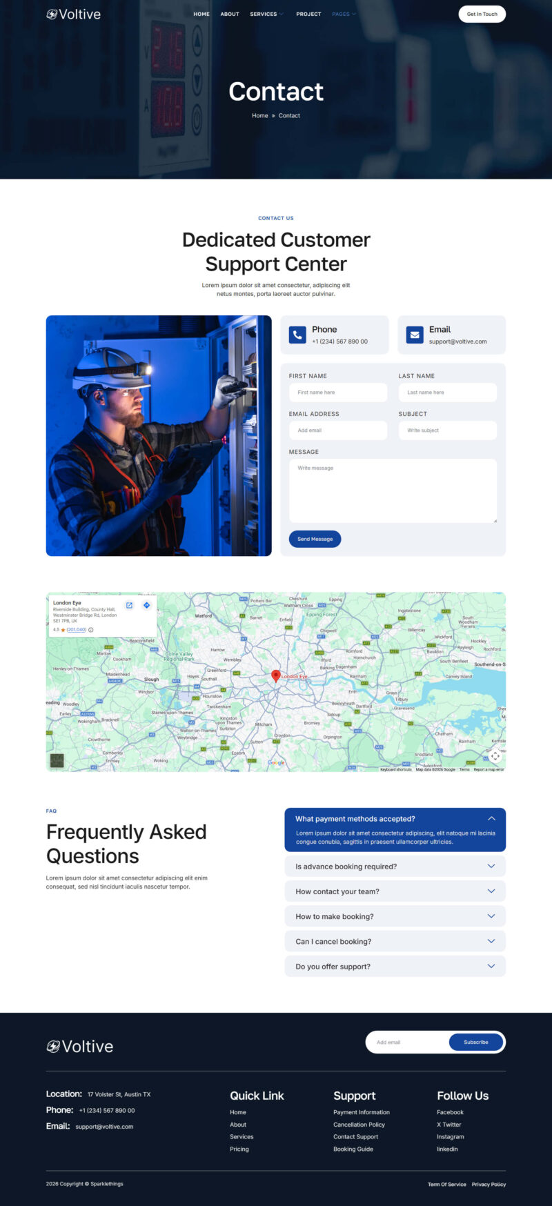 Contact — Voltive - Electrician & Electrical Services Elementor Template