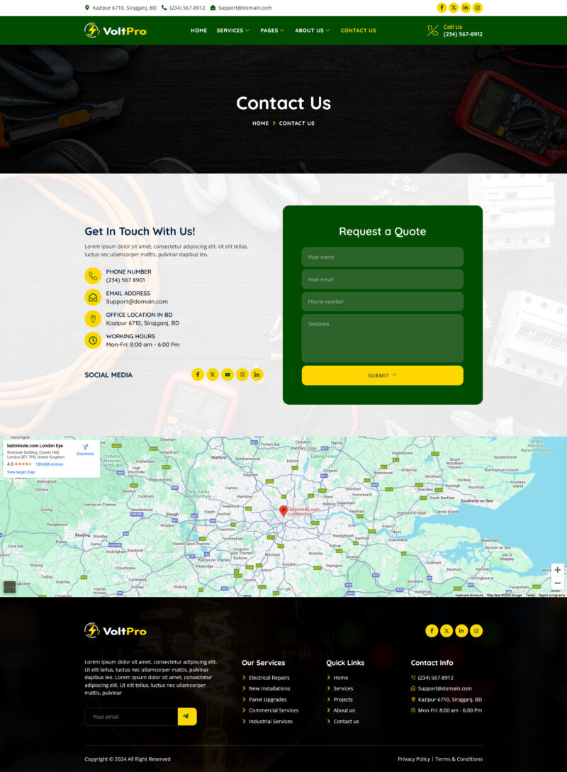 Contact Us — Voltpro - Electrical Services Elementor Template