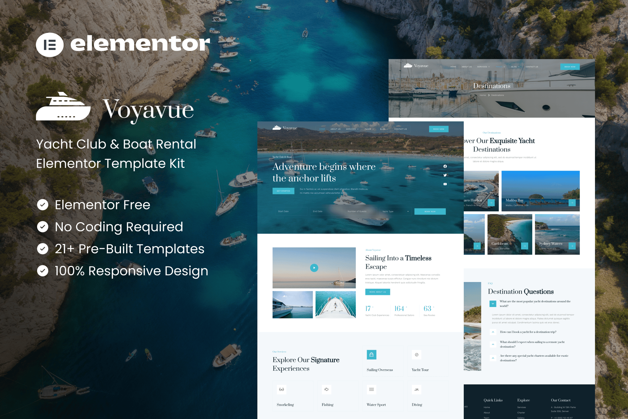 Voyavue - Yacht Club & Boat Rental Elementor Template — Elementor template kit cover