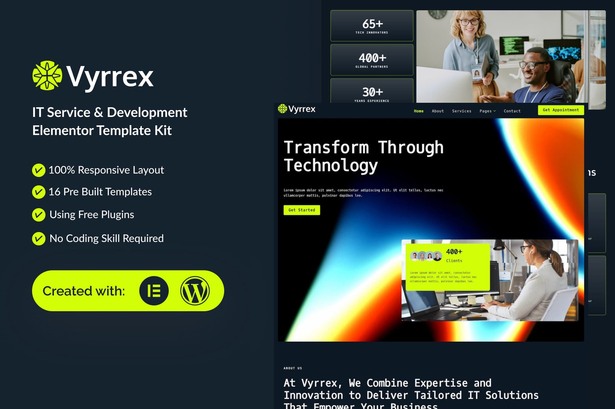 Vyrrex - IT Service & Development Elementor Template — Elementor template kit cover